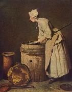 Jean Simeon Chardin Frau Geschirr scheuernd oil painting artist